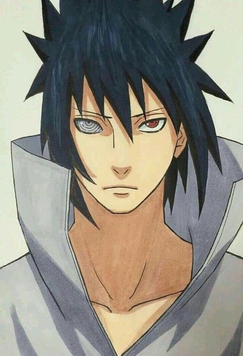 how-to-draw-manga-black-hair-colourful-pencil-sketch-grey-jacket Sasuke Drawing, Sakura Anime, Sasuke Shippuden, Naruto Sketch Drawing, Anime Tutorial, Naruto Vs Sasuke, Naruto Sketch, Manga Naruto, Naruto Drawings