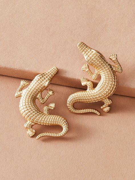 Earrings Shein, African Jewelry, Animal Jewelry, Fashion Styles, Amazing Products, Buying Gifts, Alligator, Free Gifts, Gold Earrings