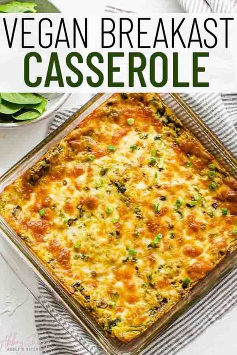 This vegan breakfast casserole is a delicious make-ahead breakfast that can be enjoyed by vegans and carnivores alike! It is also totally gluten free and family friendly. Vegan Overnight Breakfast Casserole, Vegan Breakfast Potato Casserole, Vegan Hashbrown Breakfast Casserole, Gluten Free Vegetarian Recipes Breakfast, Gluten Free Egg Free Breakfast Casserole, Vegan Egg Casserole Recipes, Vegan Egg Bake Casserole, Gf Vegan Breakfast Ideas, Vegetarian Breakfast Casseroles