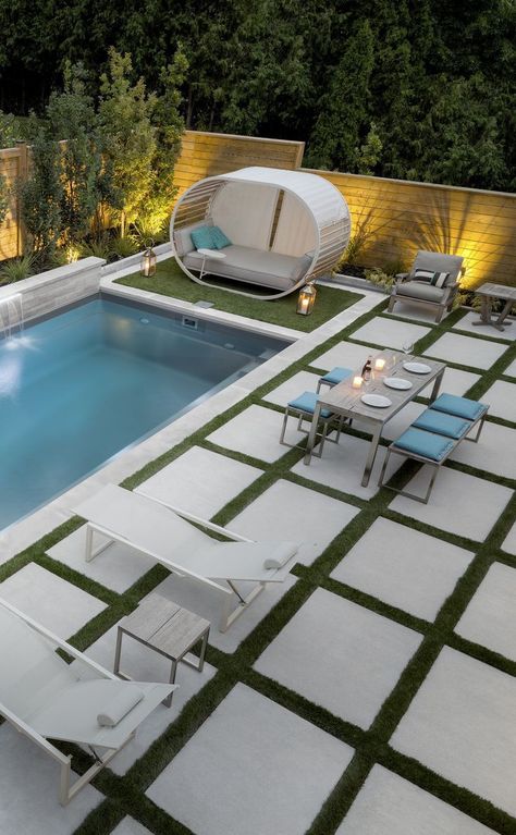 Pool Diy, Pools Backyard Inground, Patio Slabs, Small Pool Design, Perfect Backyard, Backyard Pool Landscaping, Modern Pools, Modern Backyard, Backyard Pool Designs