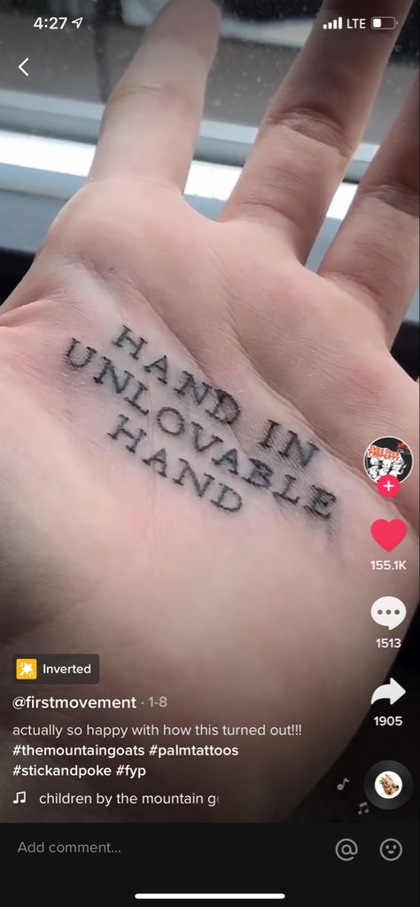 Unloveable Tattoo, Children Tattoo, Poked Tattoo, No Children, Tattoo Board, Palm Tattoos, Stick N Poke, Hand Tats, Stick N Poke Tattoo