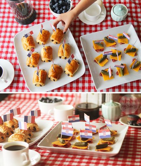 World Cup Finals 2018 Party Food Flags! (Croatia vs. France) by Brenda Ponnay for Alphamom.com Soccer Theme Party, Food Flags, World Cup Party, Flag Food, Flag Crafts, Soccer Theme, World Cup Final, Watch Party, Flags Of The World