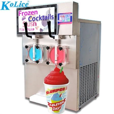 SKU:KOXRJ11X2,230lb,Kolice commercial Margarita Cocktail Slushy Machine, Milkshake Maker, Iced Beers Slush Machine, Frozen Coffee Beverage Machine, 110V, 60Hz,Power: 1800W,US plug. Capacity: 2X14L, Cylinder:1X4L, Upper hopper:2X10L, 4.3" touch control panel, equipped with advertising light box included, Full transparent dispenser, Machine size: 23.23"(L)x26.28"(W)x35.83"(H), food grade stainless steel, Professional Commercial Machine especially for Bars, Cafes, Ice cream store, Dessert shop, Res Slushy Machine, Frozen Beer, Frozen Drink Machine, Milkshake Maker, Margarita Machine, Slushie Machine, Milkshake Machine, Ice Cream Store, Ice Beer