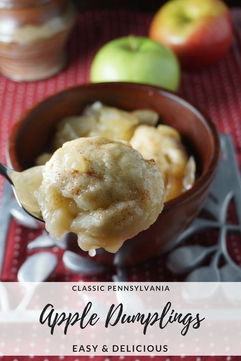 We tested out a classic Pennsylvania recipe from 1915. The verdict? Easy and delicious. #AppleDumplings #AppleDessert #PADutch #PennsylvaniaRecipes #Apples #Desserts Boiled Apple Dumplings, Pennsylvania Recipes, Apples Desserts, Pennsylvania Dutch Recipes, Apple Dumpling Recipe, Apple Dumpling, New Air Fryer Recipes, Sweet Dumplings, Ice Cream Maker Recipes