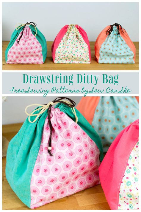 Sew Bucket Bag Free Pattern, Japanese Drawstring Bag, Fat Quarter Bags Free Pattern, Fabric Gift Bags Diy Free Pattern, Bag Pattern Free Sewing, Diy Drawstring Pouch, Bucket Bag Diy, Diy Drawstring Bag, Pattern Free Sewing