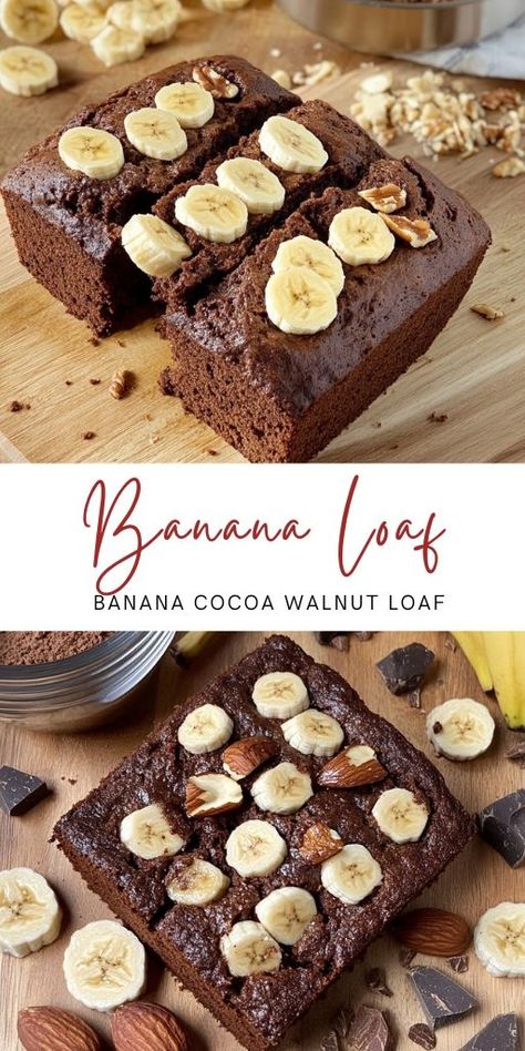 Banana Cocoa Walnut Loaf Ingredients: 3 ripe bananas 2 large eggs 2 tablespoons cocoa powder (15 g) 1 teaspoon baking powder (5 g) 1/2 cup walnuts, chopped (50 g) #Banana #Loaf Walnut Loaf, Cocoa Powder Recipes, Banana Loaf, One Pot Wonders, 15 Minute Meals, Powder Recipe, Ripe Bananas, Ripe Banana, Quick Recipes