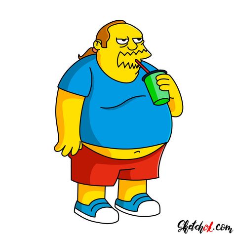 How to draw Comic Book Guy drinking coke - Step by step drawing tutorials Shopkins Drawings, Simpsons Party, Draw Comic, Comic Book Guy, Simpsons Drawings, Disney Illustration, Cartoon Drawings Of People, Simpsons Characters, Easy Cartoon Drawings