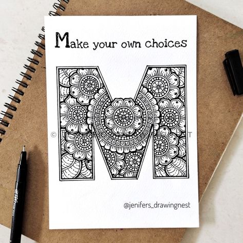 Alphabet mandala art Alphabet Mandala Art, Alphabet Mandala, Easy Mandala, Easy Mandala Drawing, Mandala Art Therapy, Bestest Friend Quotes, Compass Design, Simple Mandala, Mandala Design Pattern