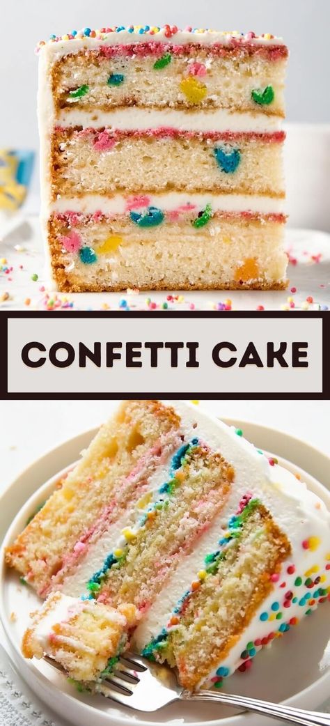 Confetti Cake Cream Cheese Swiss Meringue Buttercream, Confetti Cake Recipes, Coffee Cake Cookies, Lemon Blueberry Cupcakes, Apple Crumble Cake, Strawberry Shortcake Cake, Lemon Poppyseed Cake, Chilled Desserts, Blueberry Coffee Cake