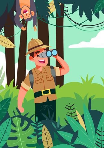 Adventure Logo Design, Nautical Banner, Jungle Cartoon, Adventure Logo, Jungle Illustration, Illustration Advertisement, Superhero Poster, Jungle Adventure, Free Vector Illustration