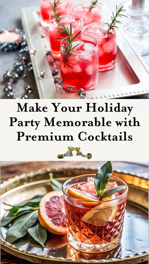 Make Your Holiday Party Memorable with Cocktails Holiday Manhattan Cocktail, Fancy Christmas Cocktails, Signature Drinks For Party, Christmas Signature Cocktail, Holiday Gin Cocktails, Winter Cocktail Ideas, Holiday Party Cocktails, Whiskey Based Cocktails, Cranberry Cocktails