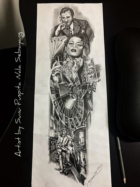 My design tattoo flash Italian Tattoo Sleeve, Italian Mob Tattoos, Maffia Tattoo, Italian Mafia Tattoo Design, Cosa Nostra Tattoo, Tattoo Mafia, Chest Tattoo Drawings, Gangsta Tattoos, Chest Tattoo