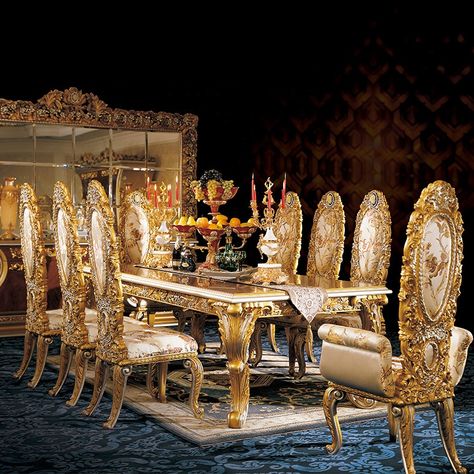 Classic Dining Table, Italian Dining Table, Luxury Dining Tables, Home Dining Room, Dining Table Gold, Gold Dining, Royal Furniture, Glass Top Dining Table, Italian Dining