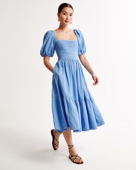 American Style Outfit, Abercrombie And Fitch Outfits, Abercrombie And Fitch Outfit, Abercrombie (women), Puff Sleeve Midi Dress, Dresses Spring, Outfits Petite, Spring Fashion Outfits, Lace Dresses