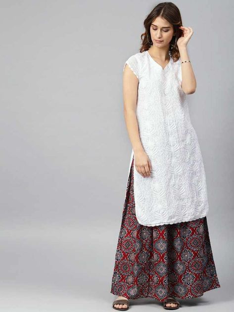 Indian readymade Kameez for Ladies, Chikankari Embroidery Women Kurtis, Valentine Day Gifts for Love, Short Sleeve White Kurti For Women. Product Details - Color - White Fabric -Cotton Sleeve - Short Sleeve Pattern - Floral Chikan Embroidery Sleeve type - Regular Short Sleeve Style - Straight Length - Above Knee Length /38 Inches Neck - V- neck Wash Care - hand Wash / Machine Wash Size - 36 -46 inch bust size Size guide --- S-36-inch bust size M-38 inch bust size L-40-inch bust size XL-42-inch b Indian Summer Dress, White Salwar, White Kurti, Chikan Embroidery, Floral Embroidery Top, Soft Dresses, Kurti For Women, Fashion Garments, White Pant