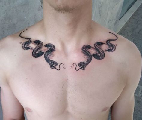 Fashion: #fashion, #style, #outfitinspiration, #beauty Collar Bone Tattoo For Men, Japanese Phoenix Tattoo, Bicep Tattoo Men, Black And White Snake, Snake Tattoos, Dragon Tattoo Art, Bicep Tattoo, Bad Tattoos, Collar Bone Tattoo