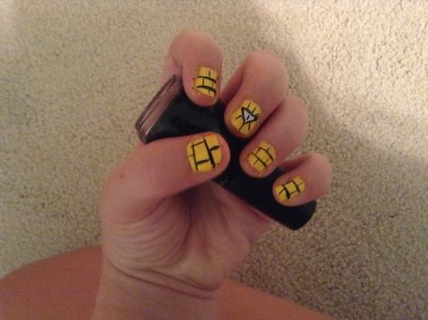 Who likes my Bill Cipher nails from Gravity Falls? Could we try to get 15 likes? Gravity Falls Nail Art, Gravity Falls Nails, Inspired Nails, Bill Cipher, Nail Stuff, Fall Nail Art, Nail Inspiration, Cool Nail Art, Gravity Falls