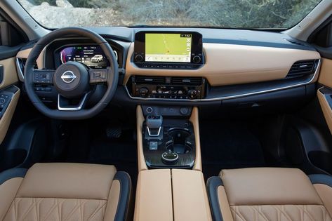 Nissan Rogue Interior, 2022 Nissan Rogue, Cowhide Upholstery, Lancer Gsr, Save Fuel, New Nissan, Compact Suv, The Nurse, Roof Rails