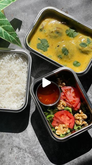 Anita Katyal on Instagram: "Punjabi lunchbox for husband . 

Packed Punjabi kadhi and rice and some lettuce salad . Learned this kadhi from my mother in law but I replaced pyaaz pakora with Palak pakora non fried 

Recipe for kadhi 
I took 1 and 1/2 cup yoghurt ( it wasn’t sour so I added lemon juice in the end in kadhi ) and 1/2 cup of besan , 1/2 tsp Kashmiri lal mirch , 1/4 tsp turmeric and a pinch of hing , salt and around 2.5 -3 cup water ( you can adjust the consistency . Mix it well .
For tadka , add oil , a pinch of Methi seeds , 1 tsp cumin seeds . Let it splutter andAdd a small chopped onion ( let it brown and then add , 1 tsp Ginger ,3-4 chopped garlic , 2 green chilies , 
At the end add handful curry leaves and red chillies . 
Add besan slurry and cook it for 15 mins on low to Pyaaz Pakora, Lal Mirch, Methi Seeds, Cumin Seeds, Lettuce Salad, Chopped Garlic, Curry Leaves, Green Chilies, Mother In Law