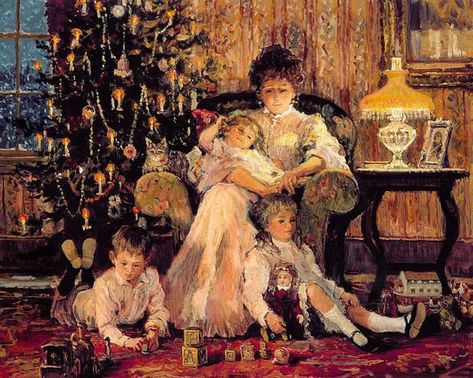 3 Old-Fashioned Christmas Gifts Our Ancestors Crafted By Hand Old Fashioned Christmas Gifts, Classic Paintings, Old Fashioned Christmas, Paintings I Love, Victorian Christmas, Vintage Christmas Cards, Christmas Paintings, Christmas Illustration, British Artist