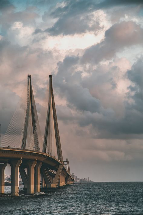 Bandra Aesthetic, Worli Sea Link, Marine Drive Mumbai, Indian Monuments, Bandra Worli Sea Link, Mumbai Meri Jaan, Mumbai Travel, Travel Destinations In India, Mumbai City