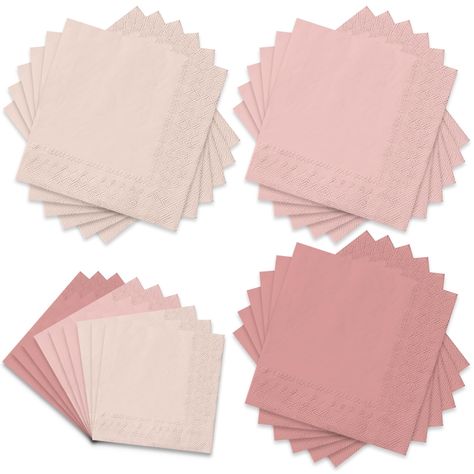 PRICES MAY VARY. Large Quantity - 150pcs paper cocktail napkins are included in the package, sufficient quantities that are enough to meet your various of needs for parties and dinners. Pink Colors - Our napkins are designed in 3 peach pink colors, each color 50pcs, the colors are attractive and eye-catching, well add a exquisite touch to your table decoration. Proper to Use - The beverage napkins measure about 5x5inch when folded and 10x10inch when unfolded, which is proper to decorate your par Party Table Decor, Pink Napkins, Gathering Table, Paper Cocktail Napkins, Pink Cocktails, Pink Cocktail, Pink Theme, Shower Food, Party Table Decorations