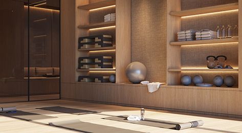 Yoga Rooms, Modern Home Gym, Yoga Room Design, Private Gym, Hot Yoga Studio, Gym Design Interior, Wellness Room, Gym Facilities, Gym Room At Home