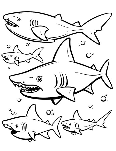 Free Shark Printables, Shark Coloring Pages Free Printable, To Color Free Printable, Zoo Animal Coloring Pages, Shark Species, Happy Birthday Coloring Pages, Sharks For Kids, Puppy Coloring Pages, Shark Coloring Pages