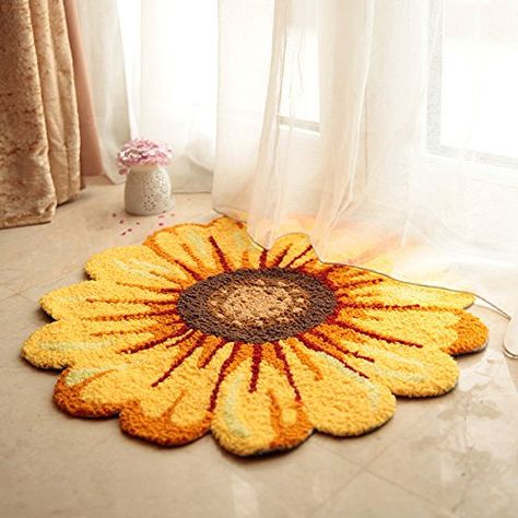 MeMoreCool Handmade Needlepoint Sunflower Acrylic Area Rugs BedroomLiving RoomBathroomKitchen Home Decoration Carpet Washable Antislip Mats Indoor and Outdoor Welcome Rugs Yellow 2559 by 2559 Inch -- Want to know more, click on the image. Rug Sunflower, Sunflower Pics, Sunflower Bedroom, Sunflower Stuff, Kitchen Open Concept, Sunflower Bathroom, Sunflower Room, Sunflower Nursery, Bedroom Mat