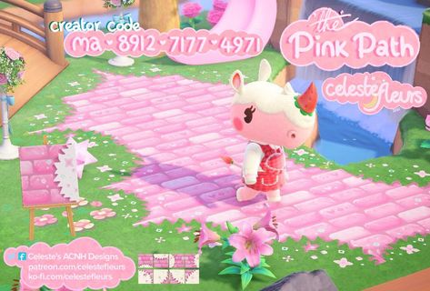 ♡ 𝒸𝑒𝓁𝑒𝓈𝓉𝑒 ♡ 𝒸𝑜𝓂𝓂𝓈 𝒸𝓁𝑜𝓈𝑒𝒹! on Twitter: "here it is!!!!! i finally finished my pink fairycore version of ~the path~ ft. merengue being a model ✩・*。i’d love if ppl could rt!! 💕 #AnimalCrossingNewHorizions #ACNHpaths #ACNHDesigns… https://t.co/RddAsqnAao" Acnh Pathing, Acnh Pathways, Pink Fairycore, Motif Acnl, Pink Island, Brick Path, Town Ideas, Animal Crossing Memes, Acnh Codes