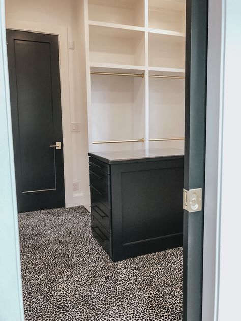 Master walk in closet leopard carpet Master Closet Carpet Ideas, Leopard Carpet Closet, Closet Carpet Ideas, Master Closet Carpet, Closet Carpet, Master Walk In Closet, Cloffice Ideas, Leopard Carpet, Master Closets