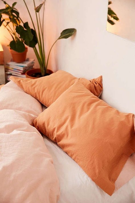 Linen Blend Pillowcase Set | Urban Outfitters Peach Bedroom, Neutral Bed Linen, Bed Linen Design, Deco Nature, Ideas Hogar, Room Goals, Aesthetic Rooms, Décor Boho, Bed Linens Luxury