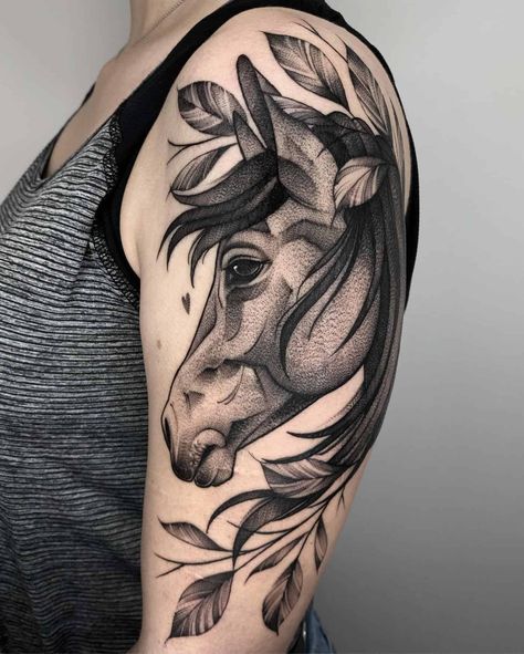 Horse And Flower Tattoo Design, Horse Sleeve Tattoo, Horse And Flower Tattoo, Horse Memory, 2023 Pedicure, Tattoo Horse, Horse Tattoos, Horse Quote, Horse Tattoo Design