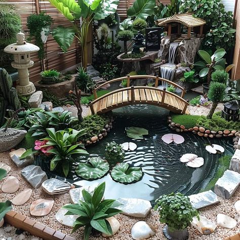 Koi Pond With Waterfall, Fish Pond Design, Pond Backyard, Coy Pond, Backyard Pond Ideas, Japanese Rock Garden, Japanese Garden Landscape, Garden Pond Design, Zen Garden Design