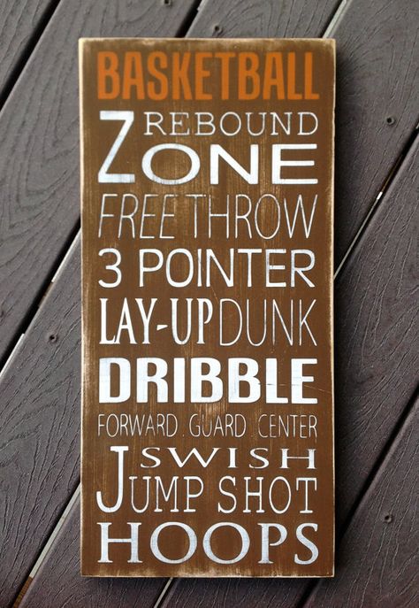 Basketball Typography Art Wood Sign - Subway Art - Childrens/Teen Wall Art Boys Basketball Bedroom, Boy Sports Bedroom, Teen Wall, Basketball Bedroom, Basketball Room, Teen Wall Art, Sport Bedroom, Basketball Theme, Boy Bedroom Design