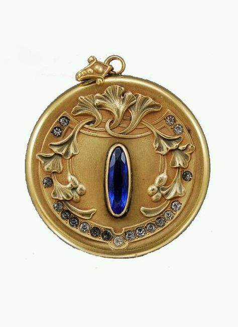 Art Nouveau Gold, Sapphire, Diamonds  Locket. Diamond Locket, Bijoux Art Nouveau, Antique Vintage Jewelry, Antique Locket, Sapphire Earrings Studs, Sapphire Studs, Jewelry Lockets, Art Nouveau Design, Art Nouveau Jewelry