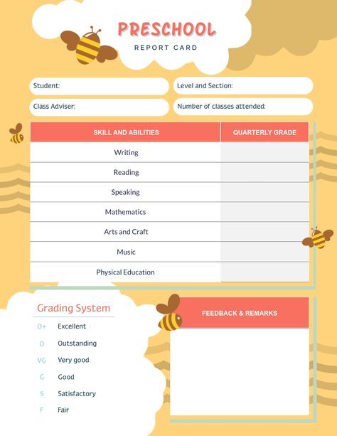 Preschool Progress Report Template, Preschool Report Card, Preschool Progress Report, Weekly Report Template, Kindergarten Report Cards, Weekly Report, School Report Card, Template Images, Progress Report Template