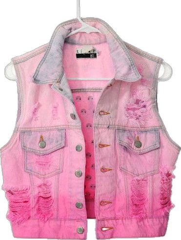 Denim Dye, Pastel Punk, Denim Vests, Battle Jacket, Pink Vest, Pink Denim, Pink Jeans, Denim Vest, Fast Fashion