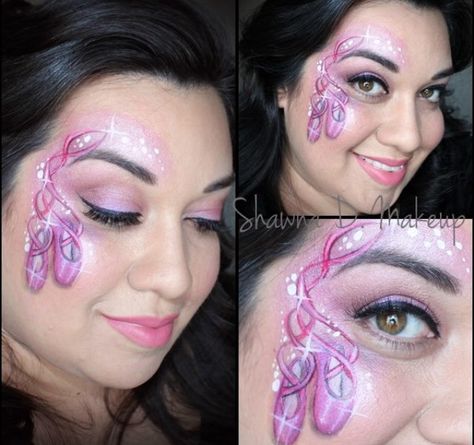 Ballet slippers face painting Ballet Face Paint, Ballerina Face Paint, Nutcracker Makeup, Eye Paintings, Cheek Art, Painting Faces, Fairy Design, Face Paints, Kids Face Paint