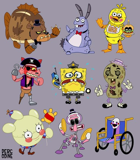 Fnaf Crossover, Spongebob Funny Pictures, Spongebob Drawings, Goofy Goober, Looney Tunes Cartoons, Spongebob Funny, Animatronic Fnaf, Fnaf Comics, Fnaf Memes