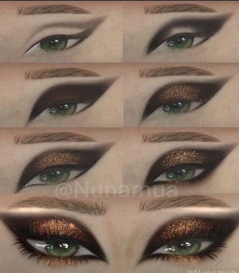 Masquerade Eye Makeup, Steampunk Makeup And Hair, Steampunk Makeup Ideas, Rogue Makeup, Steampunk Makeup Tutorial, Black And Gold Makeup, Steampunk Makeup, Masquerade Makeup, Maquillage Yeux Cut Crease