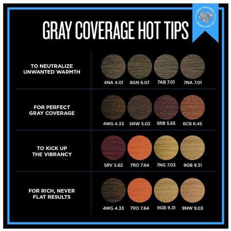 Gray Coverage Tips and Formulations You Need To Know | SalonCentric Redken Gray Coverage Formula, Grey Hair Coverage Ideas, Grey Coverage Hair, Hair Knowledge, Redken Color Gels, Sunkissed Hair, Color Correction Hair, Covering Grey Roots, Hair Science