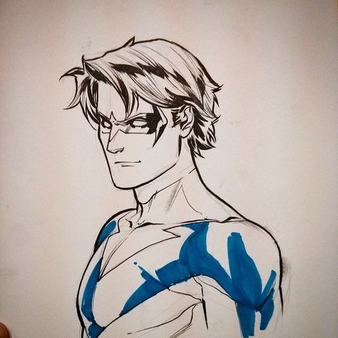 NightWing Nightwing Art, Nightwing And Starfire, Univers Dc, Arte Dc Comics, Comic Drawing, Batman Family, Young Justice, Metroid, Batman Comics