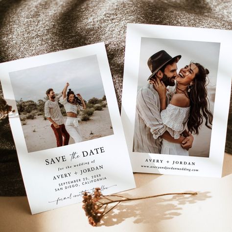 Safe The Date, Boho Save The Date, Save The Date Invite, Minimalist Save The Date, Wedding Announcement Cards, Photo Simple, Date Photo, Modern Save The Dates, Date Invitation