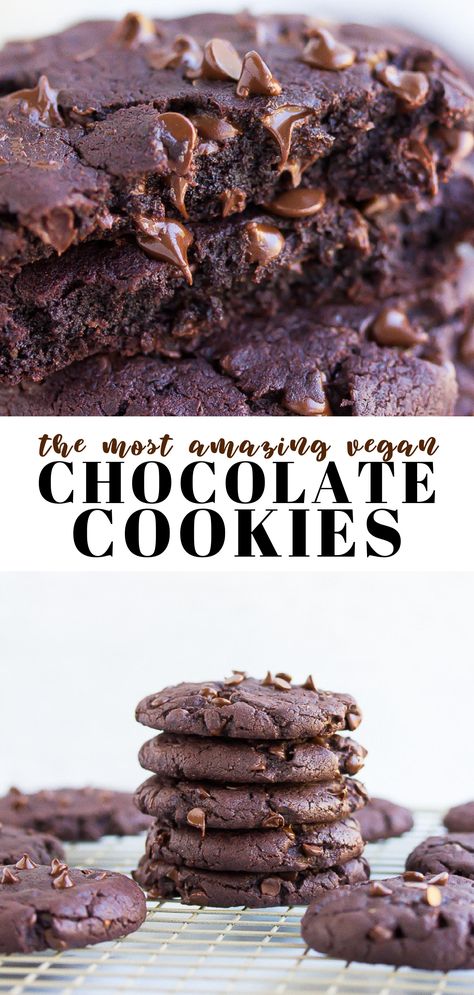 Ultimate Vegan Chocolate Cookies are fudgy, chewy, brownie-like and made in 1 bowl! #vegan #dairyfree #plantbased Healthy Vegan Dessert, Nora Cooks, Vegan Chocolate Cookies, Halloween Food Appetizers, Vegan Cookie, Vegan Cookies Recipes, Fudgy Brownie, Christmas Recipes Appetizers, Cake Vegan