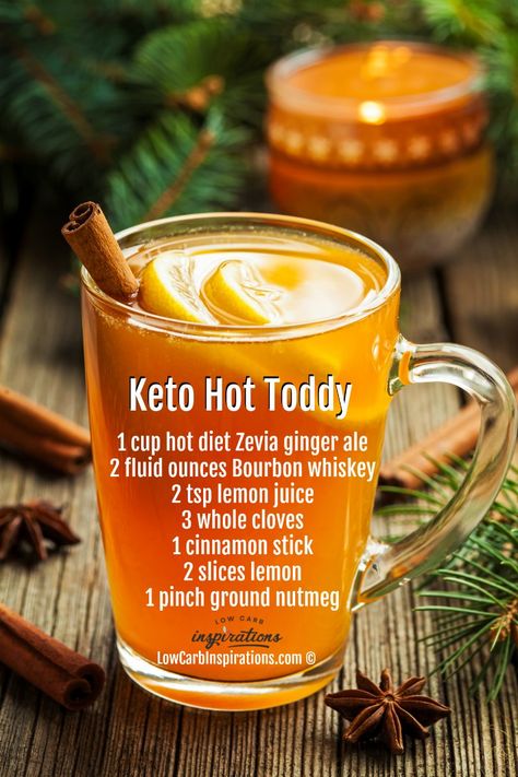 Keto Hot Toddy Drink Recipe that's sugar free! Hot Keto Alcoholic Drinks, Hot Keto Drinks, Keto Wassail Recipe, Keto Hot Toddy Recipe, Keto Alcohol Drinks, Hot Toddy Recipe, Toddy Recipe, Hot Toddies Recipe, Low Carb Cocktails