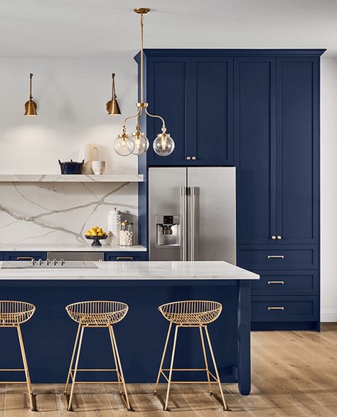 Naval Sherwin Williams, Sherwin Williams Naval, Kids Bathroom Makeover, Glass Pendant Lighting Kitchen, Home Paint Color, Pantry Remodel, Room Wall Painting, Paint Color Schemes, Blue Paint Colors