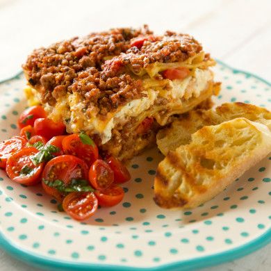 Loaf Pan Lasagna by Ree Drummond Pan Lasagna Recipe, Loaf Pan Lasagna, Pioneer Kitchen, Pan Lasagna, Italian Sausage Lasagna, Cheese Mozzarella, Sausage Lasagna, Canning Whole Tomatoes, Ricotta Pasta