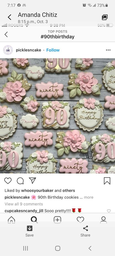 90th Birthday Dessert Table, 75th Birthday Party Food Ideas, Cookies For 90th Birthday, 95th Birthday Cookies, 90th Birthday Party Decorations Ideas, 80th Birthday Cookies For Grandma, 90th Bday Cookies, 80th Birthday Party Cookies, 90 Birthday Cookies Decorated