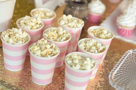 Popcorn Cups from a Pink Pony Birthday Party on Kara's Party Ideas | KarasPartyIdeas.com (10) Popcorn Cups Party, Survivor Theme, Chocolate Drizzled Popcorn, Popcorn Cups, Pink Popcorn, Pony Birthday Party, Pony Cake, Ballerina Birthday Parties, Horse Party